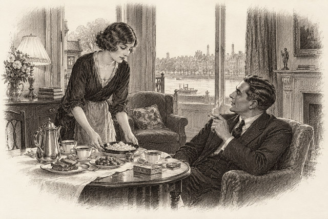 An engraving-style sketch for Giants’ Bread, chapter 1.