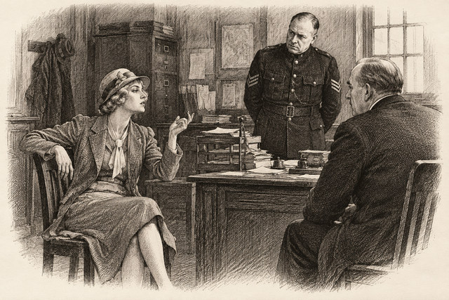 An engraving-style sketch for Murder at the Vicarage, Chapter 25.