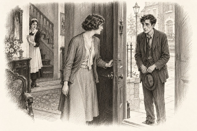 An engraving-style sketch for Partners in Crime, Chapter IV. The Affair of the Pink Pearl (continued).