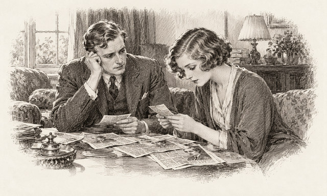 An engraving-style sketch for Partners in Crime, Chapter XVI. The Sunningdale Mystery (continued).