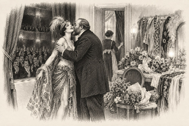 An engraving-style sketch for The Man in the Brown Suit, PROLOGUE.