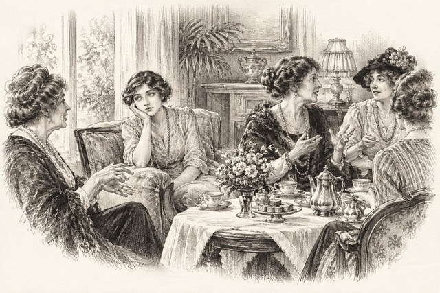 An engraving-style sketch for The Man in the Brown Suit, CHAPTER III.