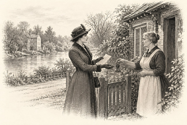 An engraving-style sketch for The Man in the Brown Suit, CHAPTER IV.