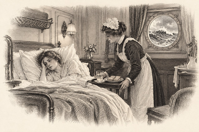 An engraving-style sketch for The Man in the Brown Suit, CHAPTER IX.