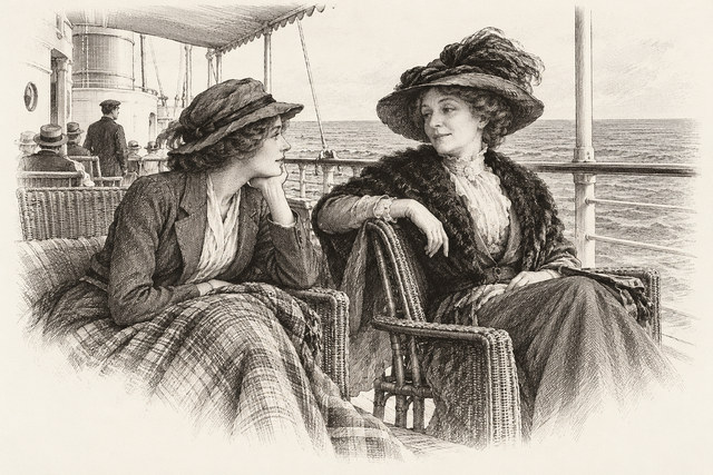 An engraving-style sketch for The Man in the Brown Suit, CHAPTER XI.