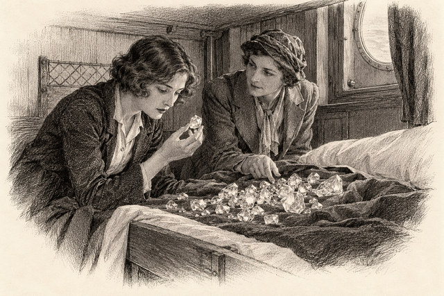An engraving-style sketch for The Man in the Brown Suit, CHAPTER XV.