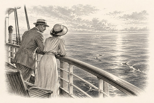 An engraving-style sketch for The Man in the Brown Suit, CHAPTER XVI.