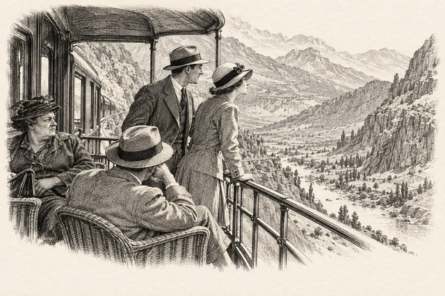 An engraving-style sketch for The Man in the Brown Suit, CHAPTER XXII.