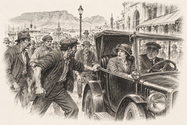 An engraving-style sketch for The Man in the Brown Suit, CHAPTER XXIX.