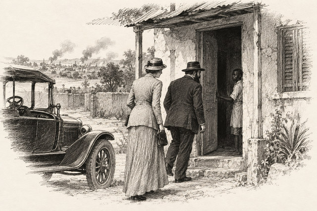 An engraving-style sketch for The Man in the Brown Suit, CHAPTER XXXII.