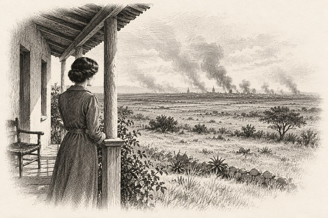 An engraving-style sketch for The Man in the Brown Suit, CHAPTER XXXIV.