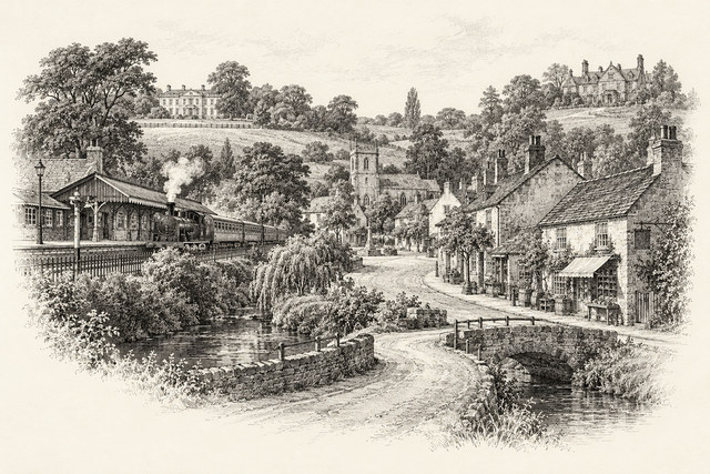 An engraving-style sketch for The Murder of Roger Ackroyd, CHAPTER II. WHO’S WHO IN KING’S ABBOT.