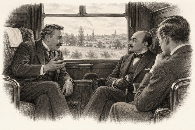 An engraving-style sketch for The Murder of Roger Ackroyd, CHAPTER XVIII. CHARLES KENT.