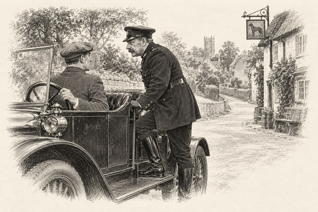 An engraving-style sketch for The Murder of Roger Ackroyd, CHAPTER XIX. FLORA ACKROYD.