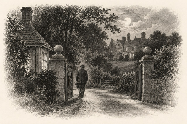 An engraving-style sketch for The Murder of Roger Ackroyd, CHAPTER XXVI. AND NOTHING BUT THE TRUTH.