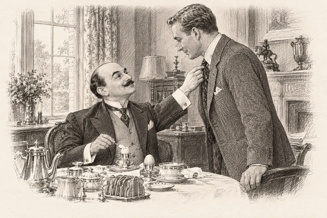An engraving-style sketch for The Murder on the Links, 2An Appeal for Help.