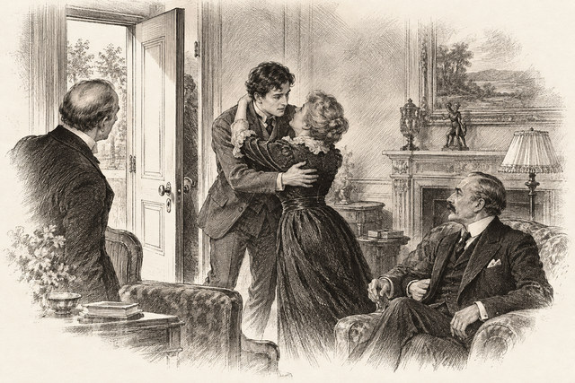 An engraving-style sketch for The Murder on the Links, 11Jack Renauld.