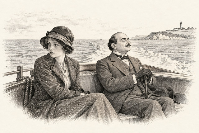An engraving-style sketch for The Murder on the Links, 22I Find Love.