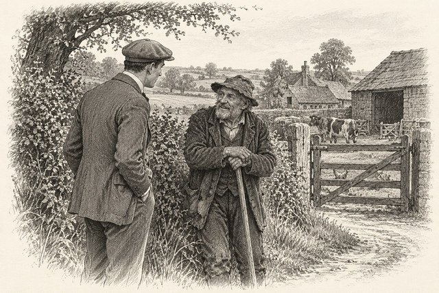 An engraving-style sketch for The Mysterious Affair at Styles, CHAPTER VI. THE INQUEST.