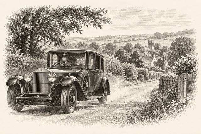 An engraving-style sketch for The Mysterious Mr. Quin, Harlequin's Lane.