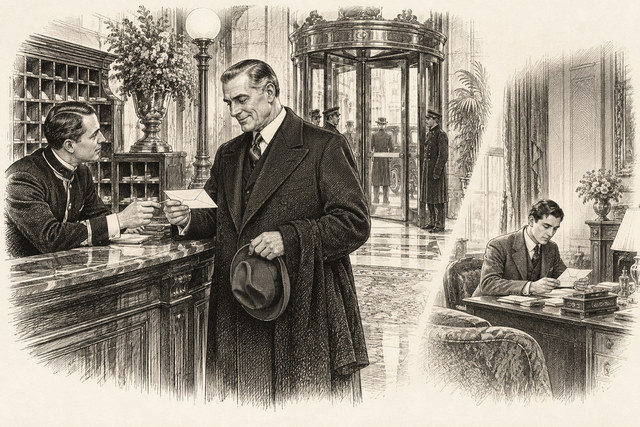 An engraving-style sketch for The Mystery of the Blue Train, 3. Heart of Fire.