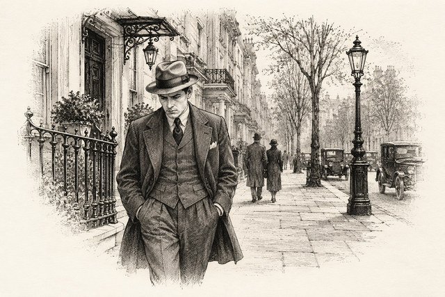 An engraving-style sketch for The Mystery of the Blue Train, 9. An Offer Refused.
