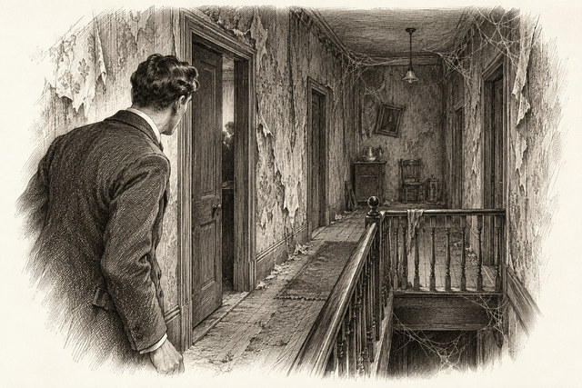 An engraving-style sketch for The Secret Adversary, CHAPTER VIII. THE ADVENTURES OF TOMMY.