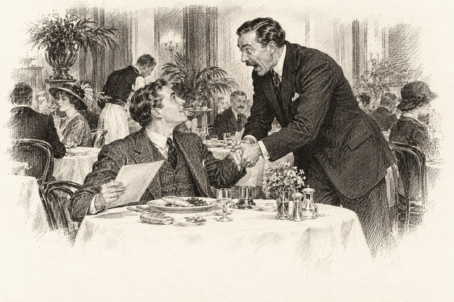 An engraving-style sketch for The Secret Adversary, CHAPTER XVIII. THE TELEGRAM.