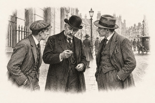 An engraving-style sketch for The Secret Adversary, CHAPTER XX. TOO LATE.