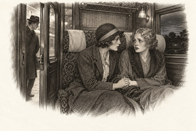 An engraving-style sketch for The Secret Adversary, CHAPTER XXV. JANE’S STORY.