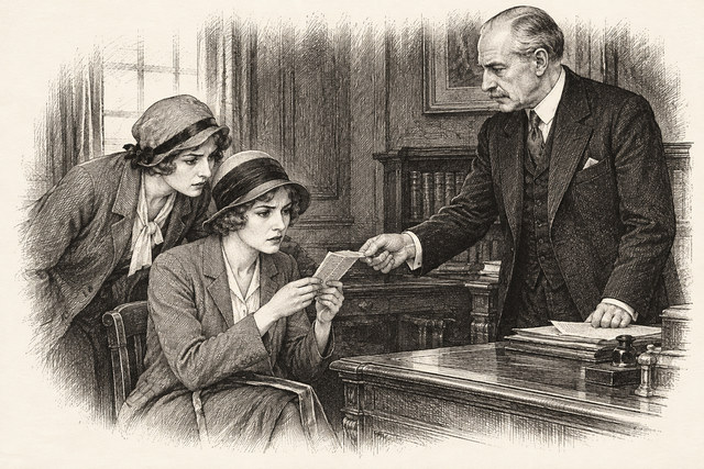 An engraving-style sketch for The Secret Adversary, CHAPTER XXVI. MR. BROWN.