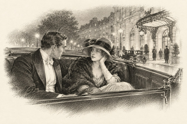 An engraving-style sketch for The Secret Adversary, CHAPTER XXVIII. AND AFTER.