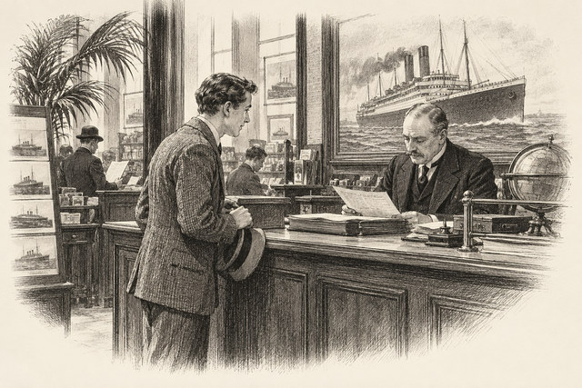 An engraving-style sketch for The Secret of Chimneys, 5 First Night in London.