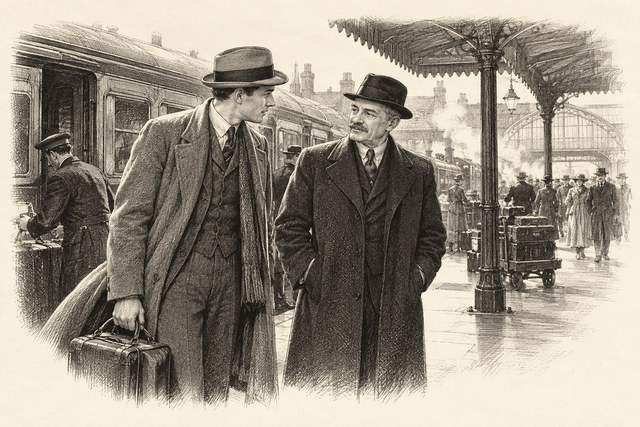 An engraving-style sketch for The Secret of Chimneys, 18 Second Midnight Adventure.