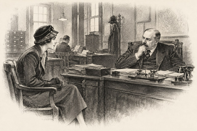 An engraving-style sketch for The Seven Dials Mystery, Chapter X.