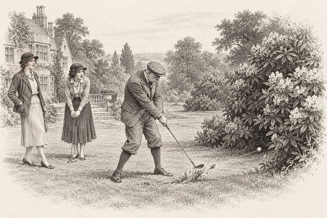 An engraving-style sketch for The Seven Dials Mystery, Chapter XXVI.