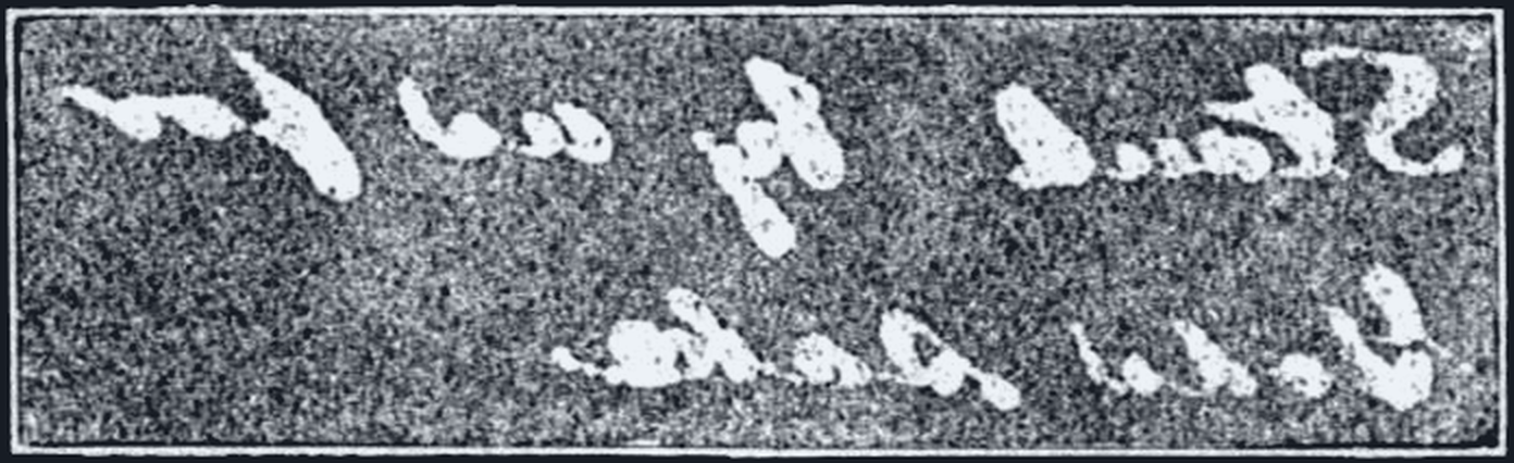 The obverse of a message recovered from blotting paper.