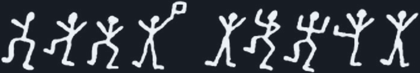 A Dancing Men cipher message: COME ELSIE.